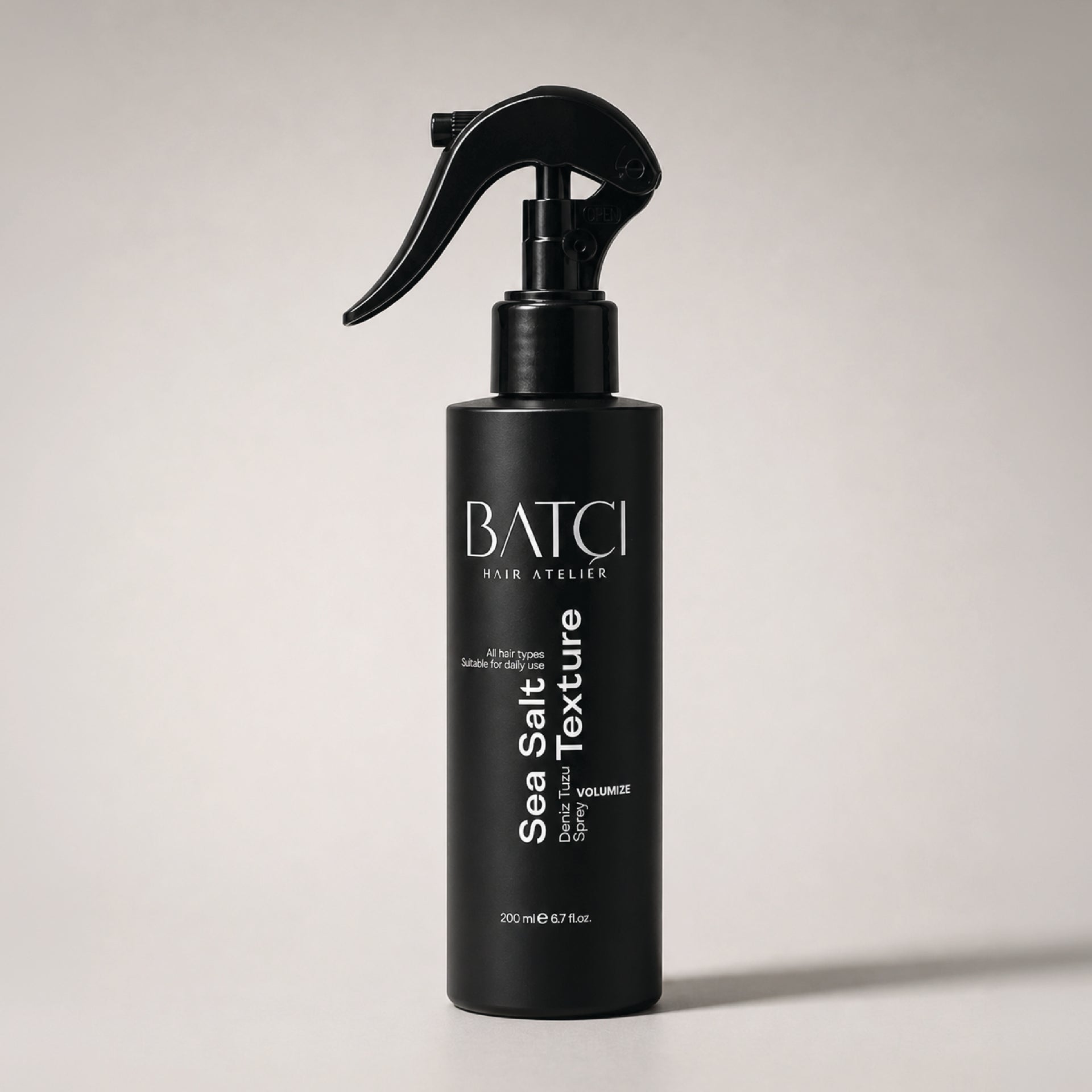 Front view of Batci Hair Atelier Sea Salt Texture spray bottle.